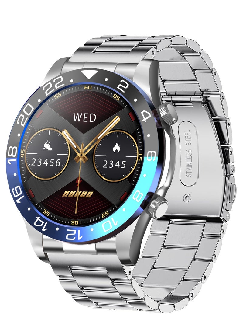 RollsTimi  Fashion Men's Smart Watch Business Sports Fitness Tracker Heart Rate Blood Pressure Smartwatch Bluetooth Calls IP68 Waterproof 1.43" AMOLED Screen For Android IOS,Black Blue - Image 1