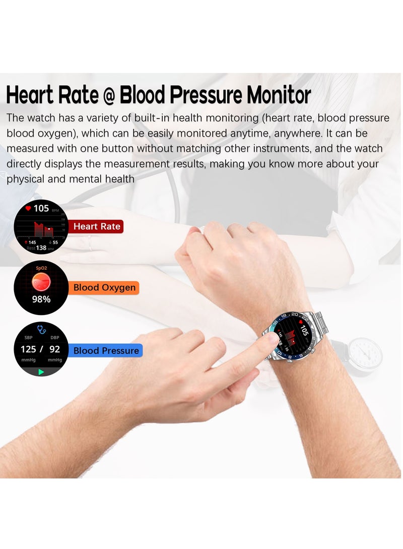 RollsTimi  Fashion Men's Smart Watch Business Sports Fitness Tracker Heart Rate Blood Pressure Smartwatch Bluetooth Calls IP68 Waterproof 1.43" AMOLED Screen For Android IOS,Black Blue - Image 4