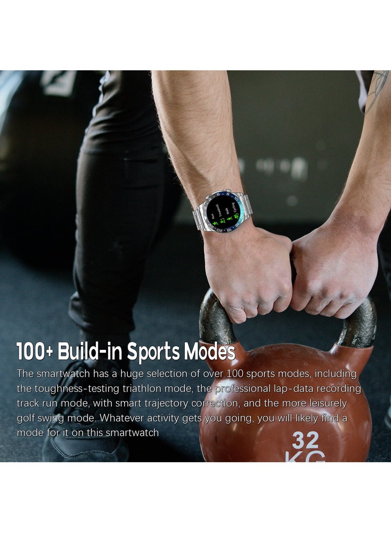 RollsTimi  Fashion Men's Smart Watch Business Sports Fitness Tracker Heart Rate Blood Pressure Smartwatch Bluetooth Calls IP68 Waterproof 1.43" AMOLED Screen For Android IOS,Black Blue - Image 2