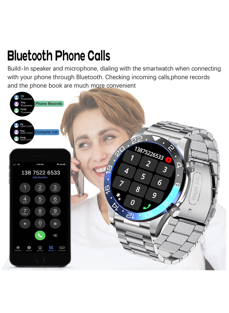 RollsTimi  Fashion Men's Smart Watch Business Sports Fitness Tracker Heart Rate Blood Pressure Smartwatch Bluetooth Calls IP68 Waterproof 1.43" AMOLED Screen For Android IOS,Black Blue - Image 3