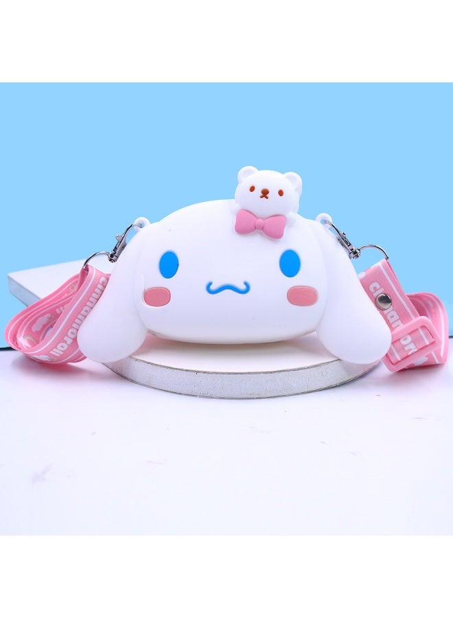 xozgdovg Cute Kuromi Silicone Coin Purse Cartoon Shoulder BagBig Ear Dog (White) Big Ear Dog (White)
