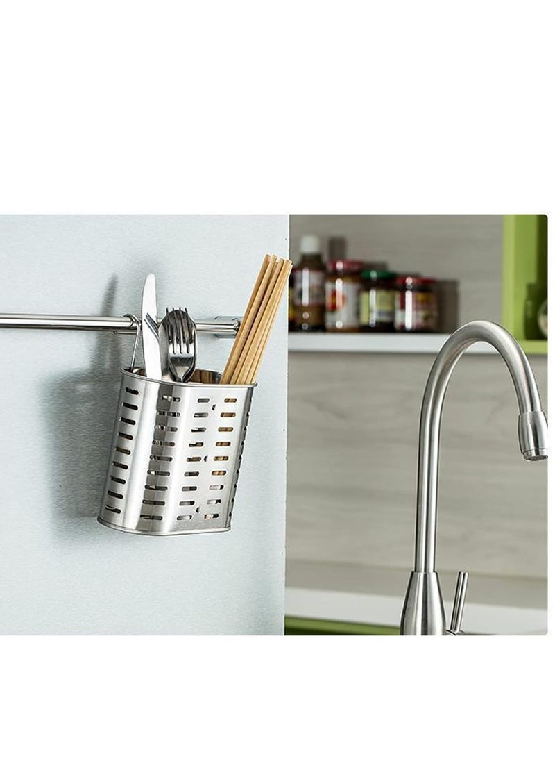 Generic - Stainless steel mesh drying rack consisting of two sections for drying utensils, chopsticks, spoons, forks and knives, multicolored tableware storage strainer - Image 1
