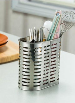 Stainless steel mesh drying rack consisting of two sections for drying utensils, chopsticks, spoons, forks and knives, multicolored tableware storage strainer