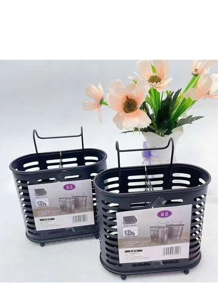 Generic - Stainless steel mesh drying rack consisting of two sections for drying utensils, chopsticks, spoons, forks and knives, multicolored tableware storage strainer - Image 1