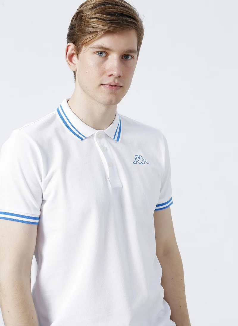 كابا Logo Maltax 5 Mss Men's White-Blue Regular Fit Polo Neck T-Shirt