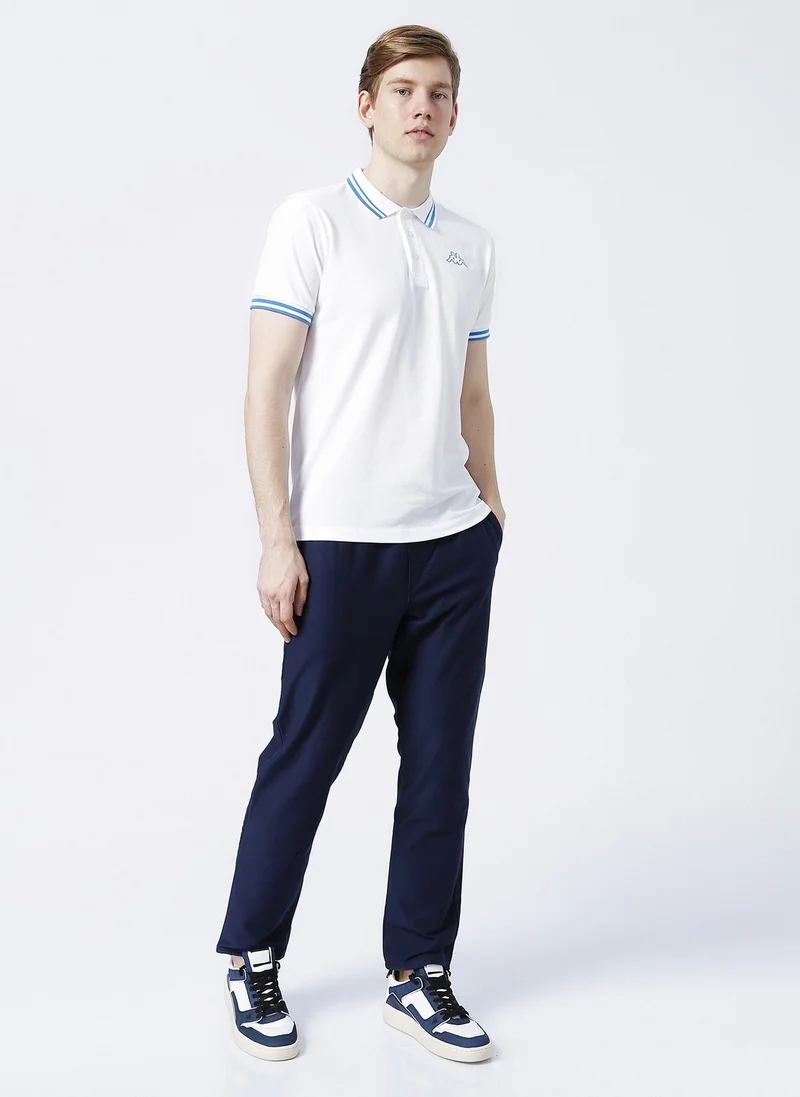 كابا Logo Maltax 5 Mss Men's White-Blue Regular Fit Polo Neck T-Shirt
