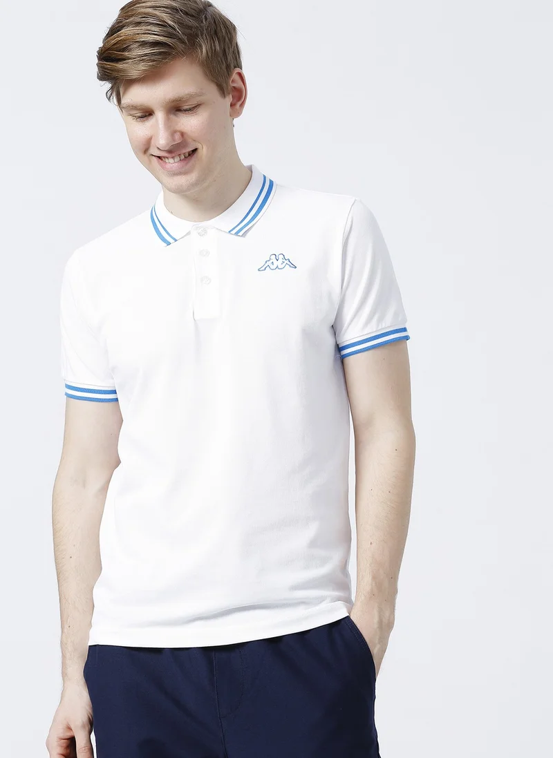 كابا Logo Maltax 5 Mss Men's White-Blue Regular Fit Polo Neck T-Shirt