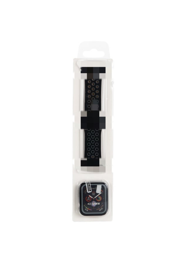 Suitable For Apple Nike Two-color Silicone Watch Band Set For Apple Watch7/SE/6/5/4321 Sport-Color:Black Gray-Exterior Dimension:40MMS/M Short
