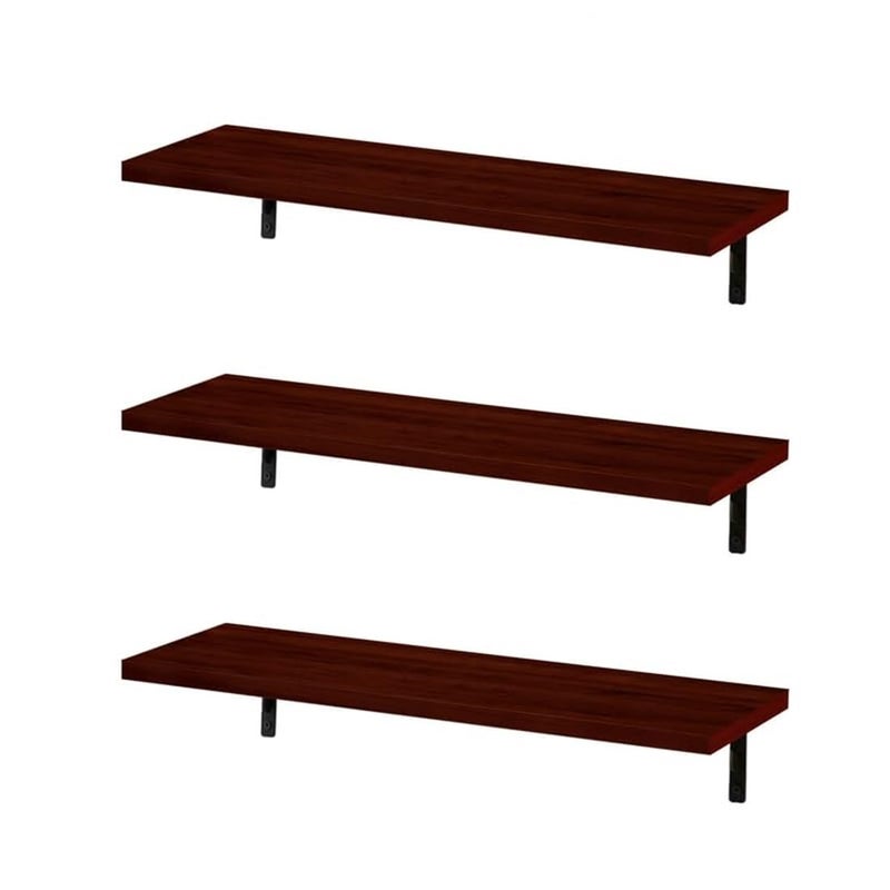 flux 20 Inch Wooden Floating Shelves for Wall Home Decorative Shelf Wall Mounted Ledge Shelf for Bathroom Bedroom Living Room Home and Office Pack of 3 Rustic Red - Image 1
