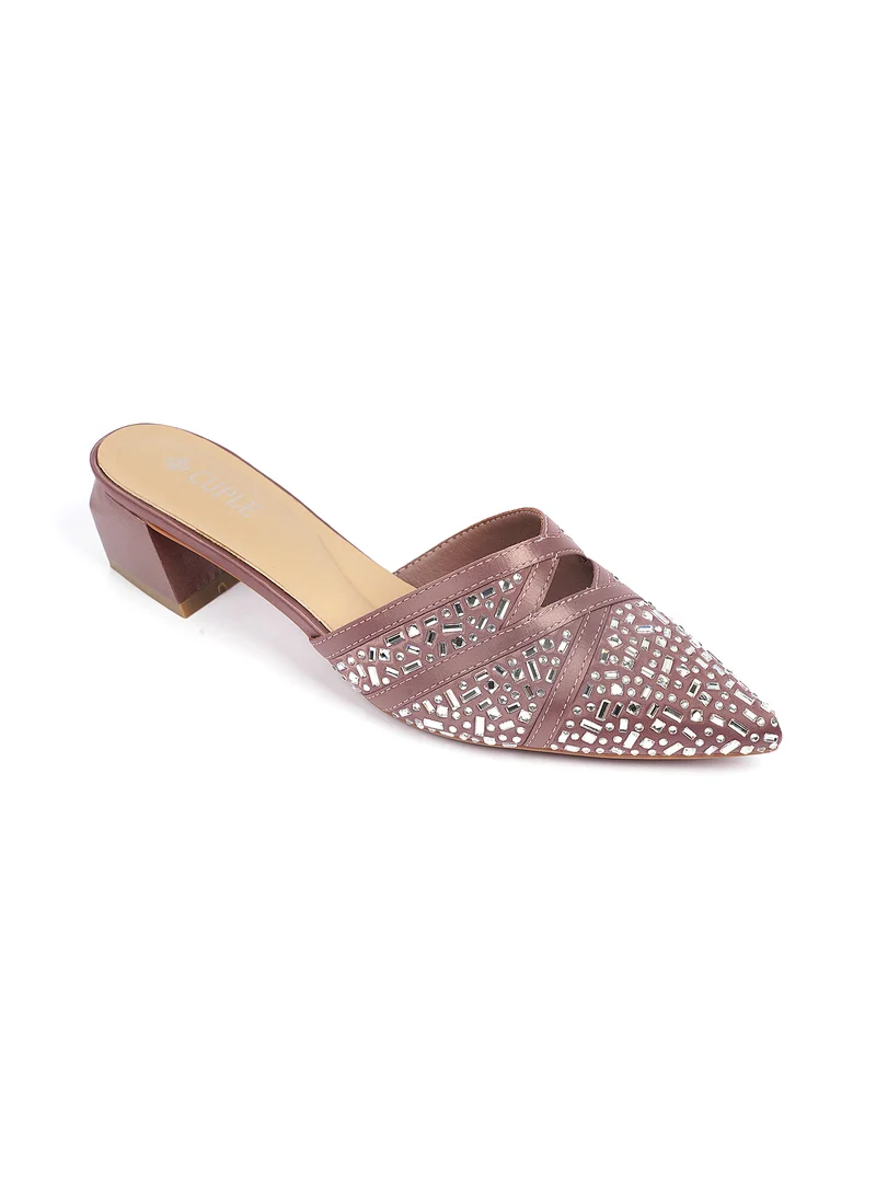 كيوبل Womens pointed-toe block heel mules