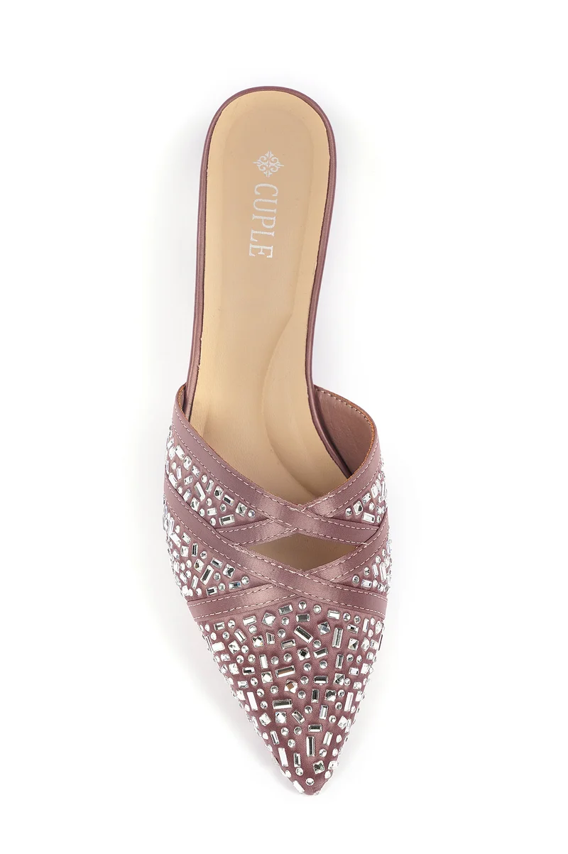 Cuple Womens pointed-toe block heel mules