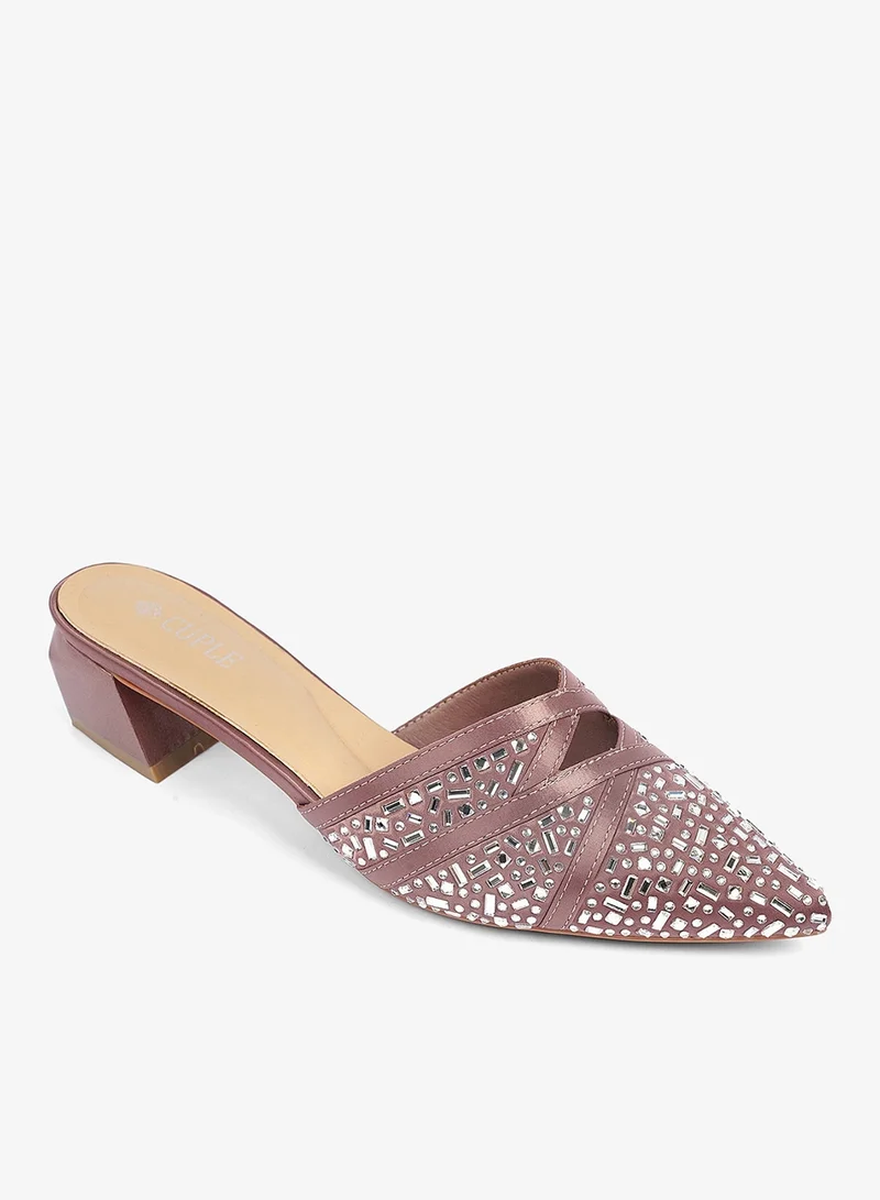 كابلي شباشب نسائية بكعب عريض مدبب