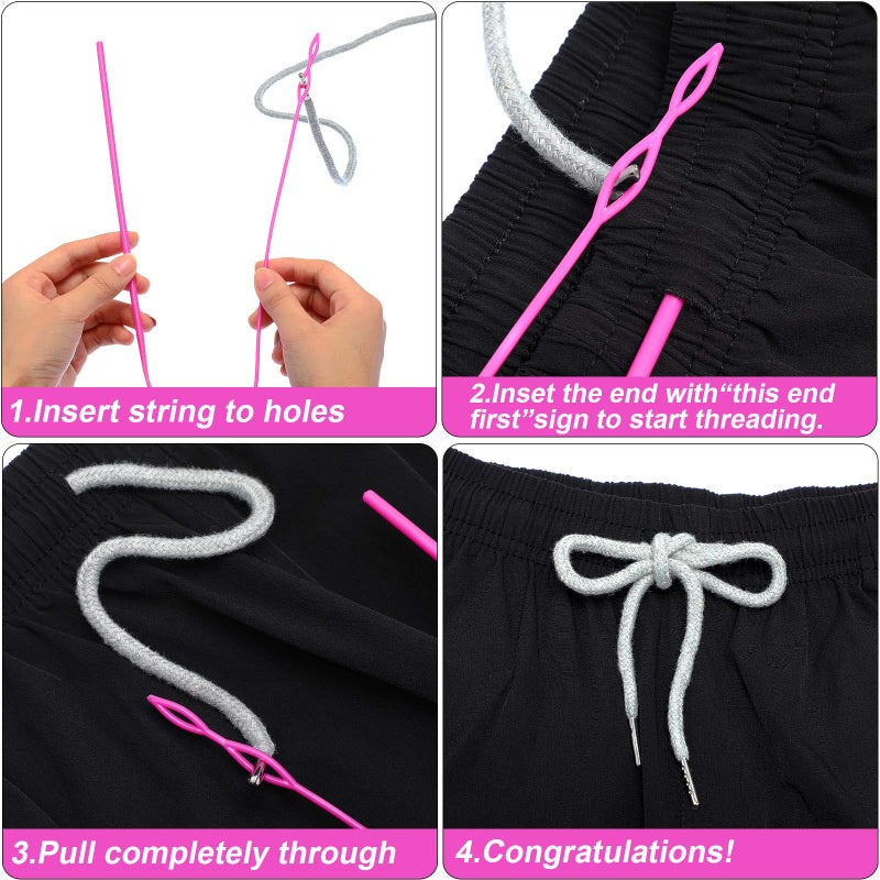 Jetec Drawstring Cords Replacement Drawstrings with Easy Threader for Sweatpants Shorts Pants Jackets Coats (Black  Grey) - Image 3