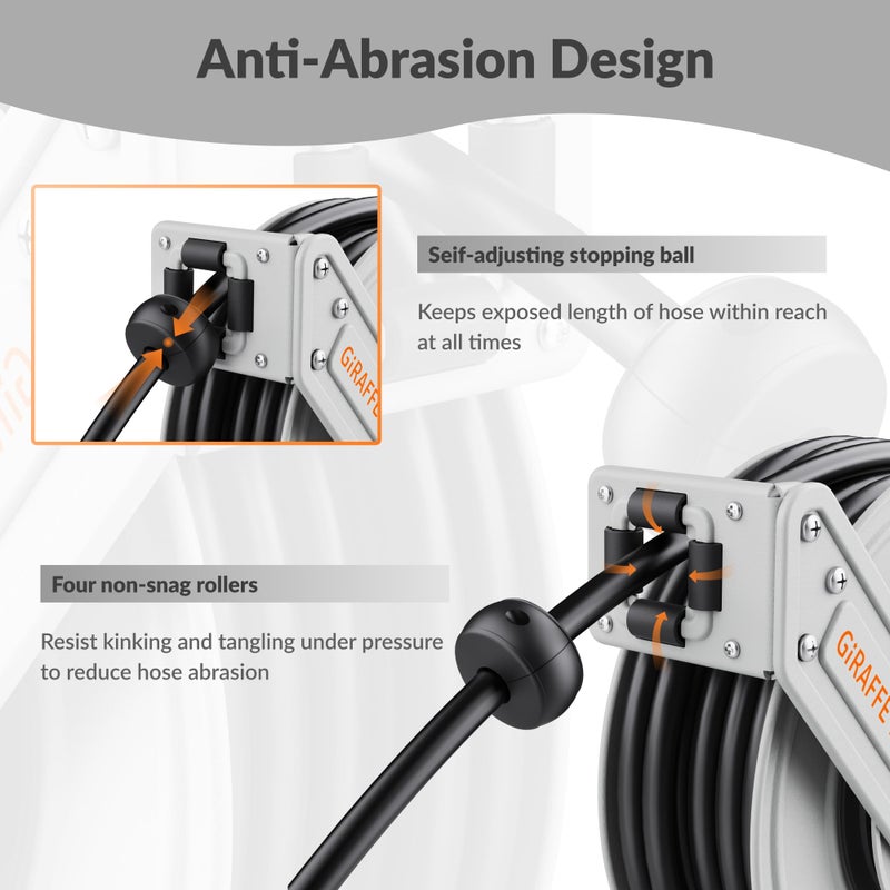 Giraffe Tools Pressure Washer Hose Reel with 65ft Replaceable Hose, Power Washer Retractable Hose Reel, Heavy Duty, Wall/Floor Mounted, 3200 PSI - Image 4