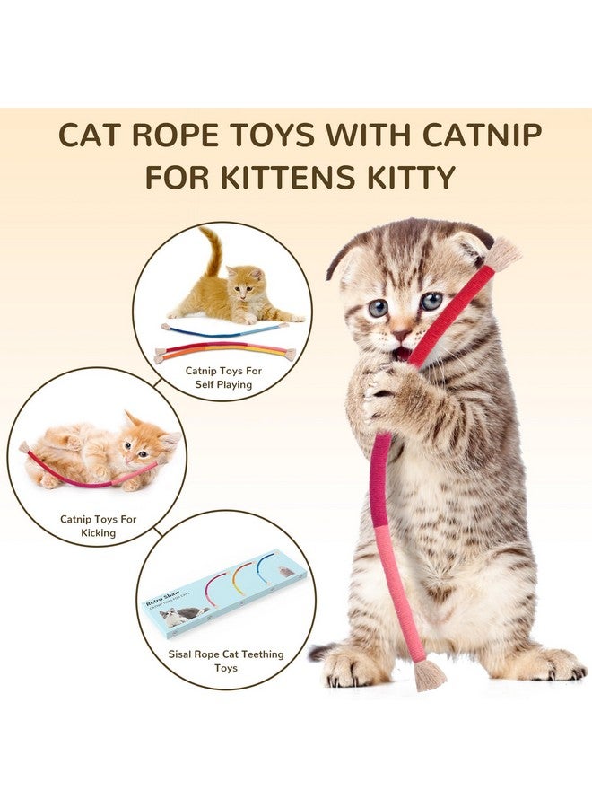 ريترو شاو ألعاب النعناع البري، ألعاب حبل القطط للقطط الداخلية، ألعاب مضغ القطط الكبيرة لتنظيف الأسنان، ألعاب القطط مع النعناع البري، ألعاب تفاعلية للقطط الصغيرة للتمرين، مجموعة من 3 ألعاب خيطية للقطط مقاس 23.6 بوصة - Image 2