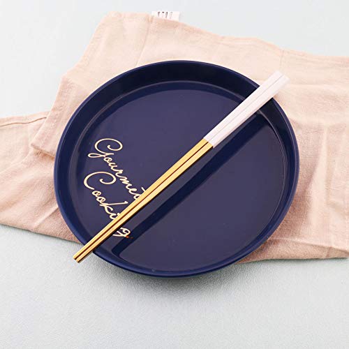 Minta 5 Pairs Fashionable and exquisite Korean stainless steel chopsticks (White+Gold) - Image 2
