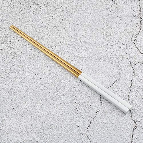 Minta 5 Pairs Fashionable and exquisite Korean stainless steel chopsticks (White+Gold) - Image 5