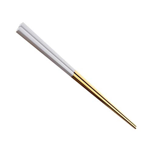 Minta 5 Pairs Fashionable and exquisite Korean stainless steel chopsticks (White+Gold) - Image 1