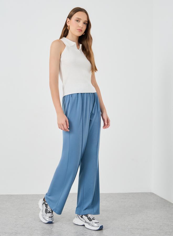Take Two Take Two Solid Mid Rise Relaxed Fit Pants with Pintuck Detail  - Image 1