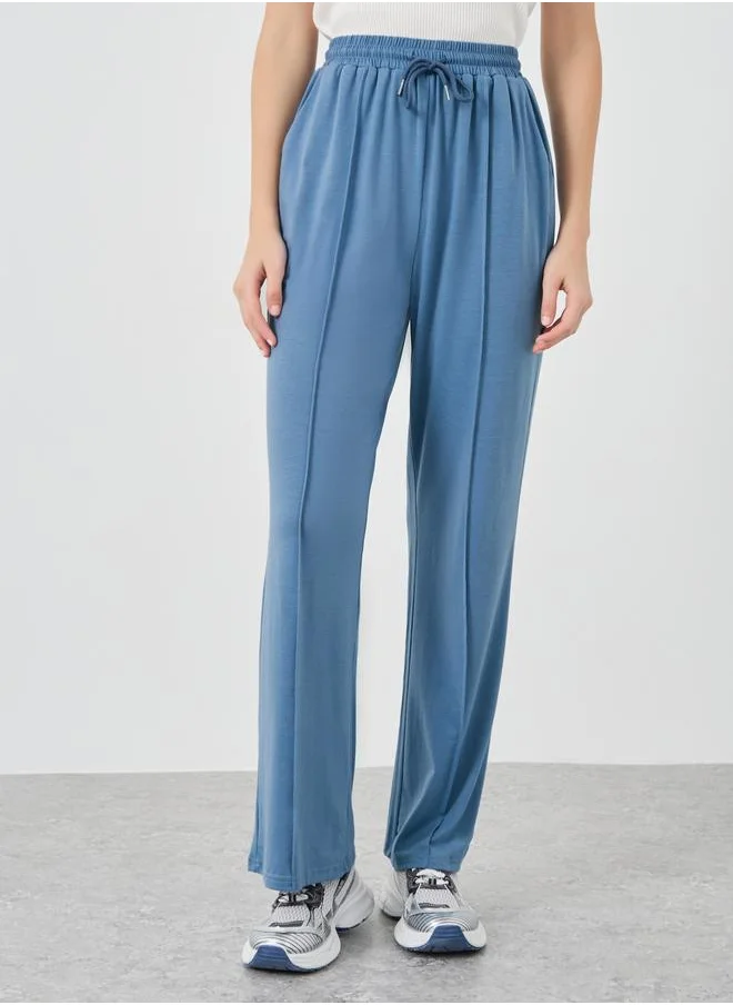 Take Two Take Two Solid Mid Rise Relaxed Fit Pants with Pintuck Detail