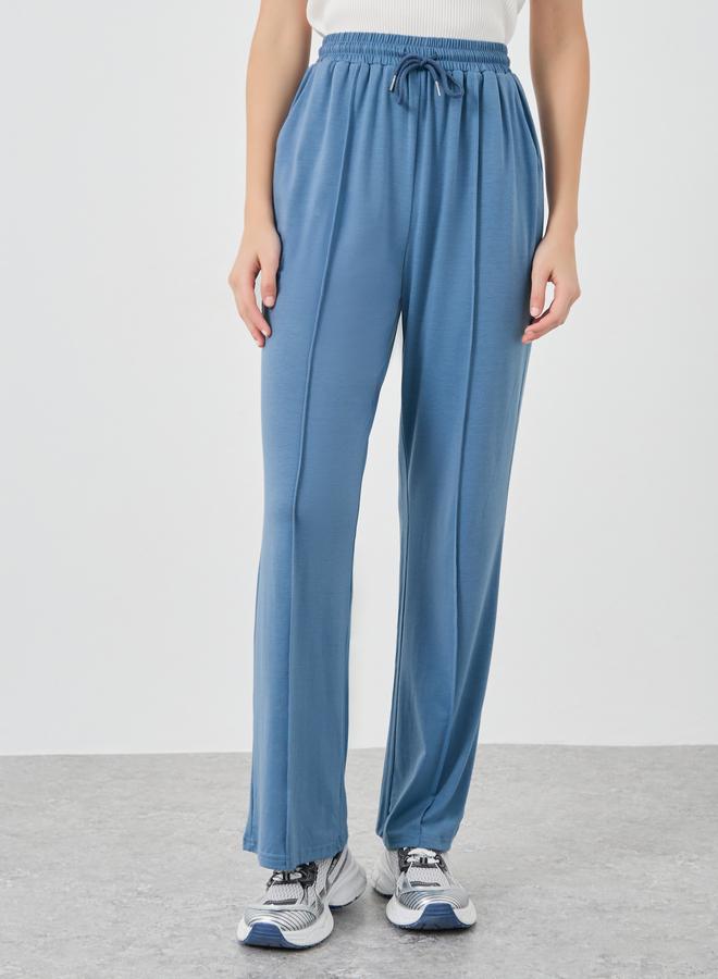 Take Two Take Two Solid Mid Rise Relaxed Fit Pants with Pintuck Detail  - Image 2