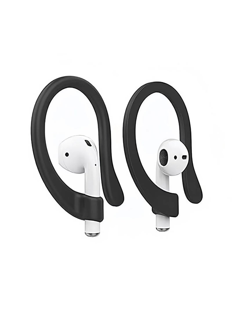 General Silicone Anti-Slip Ear Hooks for Apple AirPods 1/2/3/Pro/Pro 2 for Running, Jogging, Cycling, Gym - Black  - Image 1