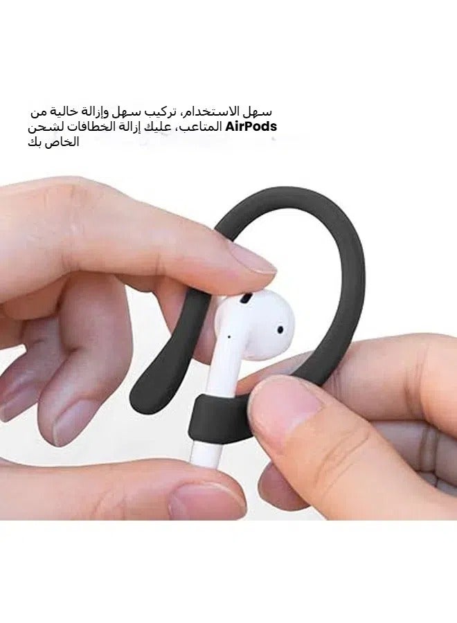 General Silicone Anti-Slip Ear Hooks for Apple AirPods 1/2/3/Pro/Pro 2 for Running, Jogging, Cycling, Gym - Black  - Image 2