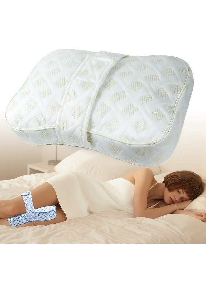 SKT Shiketro Pregnancy-Specific Knee Pillow with Straps, Side-Sleeping Support, Prevents Sports Injuries, Memory Foam Material, Conforms to the Leg Curve (White Gold) - Image 2