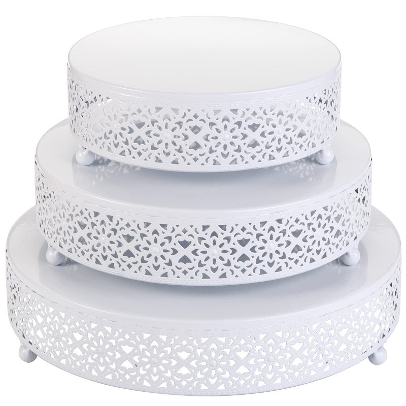 Hedume Set of 3 Cake Stand Dessert Display Cupcake Stands Round Metal Cake Stands Cupcake Pastry Candy Display Plate for Wedding Event Birthday Party