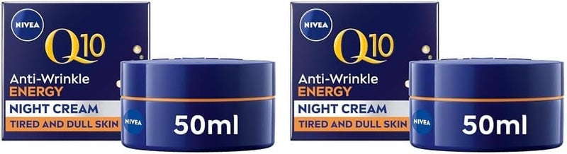 NIVEA Q10 Energy Recharging Face Night Cream 50ml Energising Night Cream for Women Hydrating Night Face Cream Recharging Face Cream with Vitamin C and Q10 Pack of 2