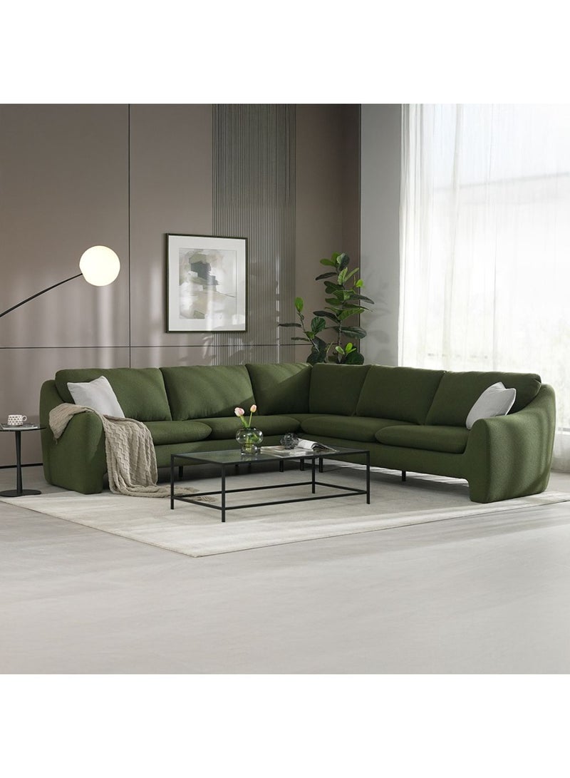 DANUBE HOME Summer Sectional Fabric Corner Sofa Corner Sofa | Modern Design L Shape Corner Sofas | Comfortable Living Room Furniture L297xW297xH92cm - Summer Green  - Image 1