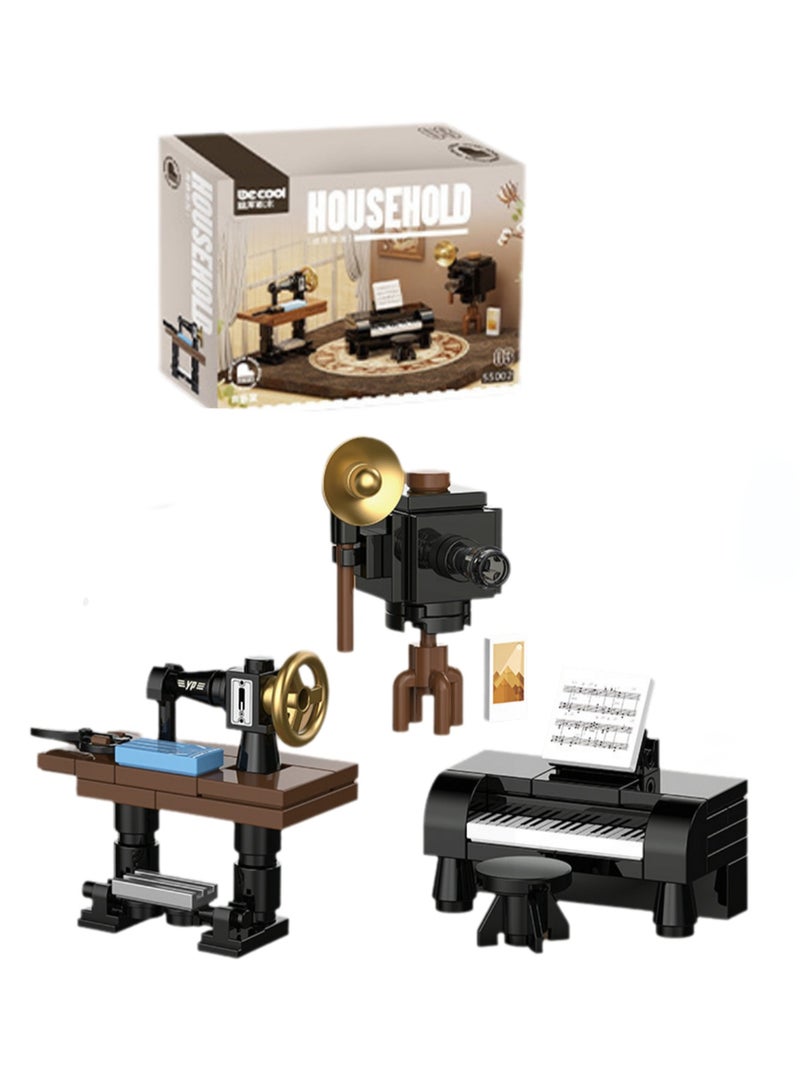 Children's Self-assembly Small Particle Mini Home building Block Toys Desktop Ornaments(Three Small Appliances For Music Rooms) - Image 1