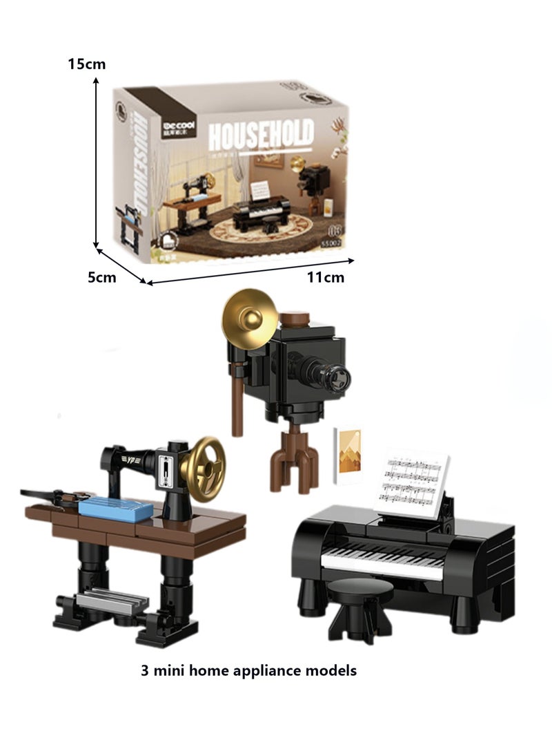 Children's Self-assembly Small Particle Mini Home building Block Toys Desktop Ornaments(Three Small Appliances For Music Rooms) - Image 2