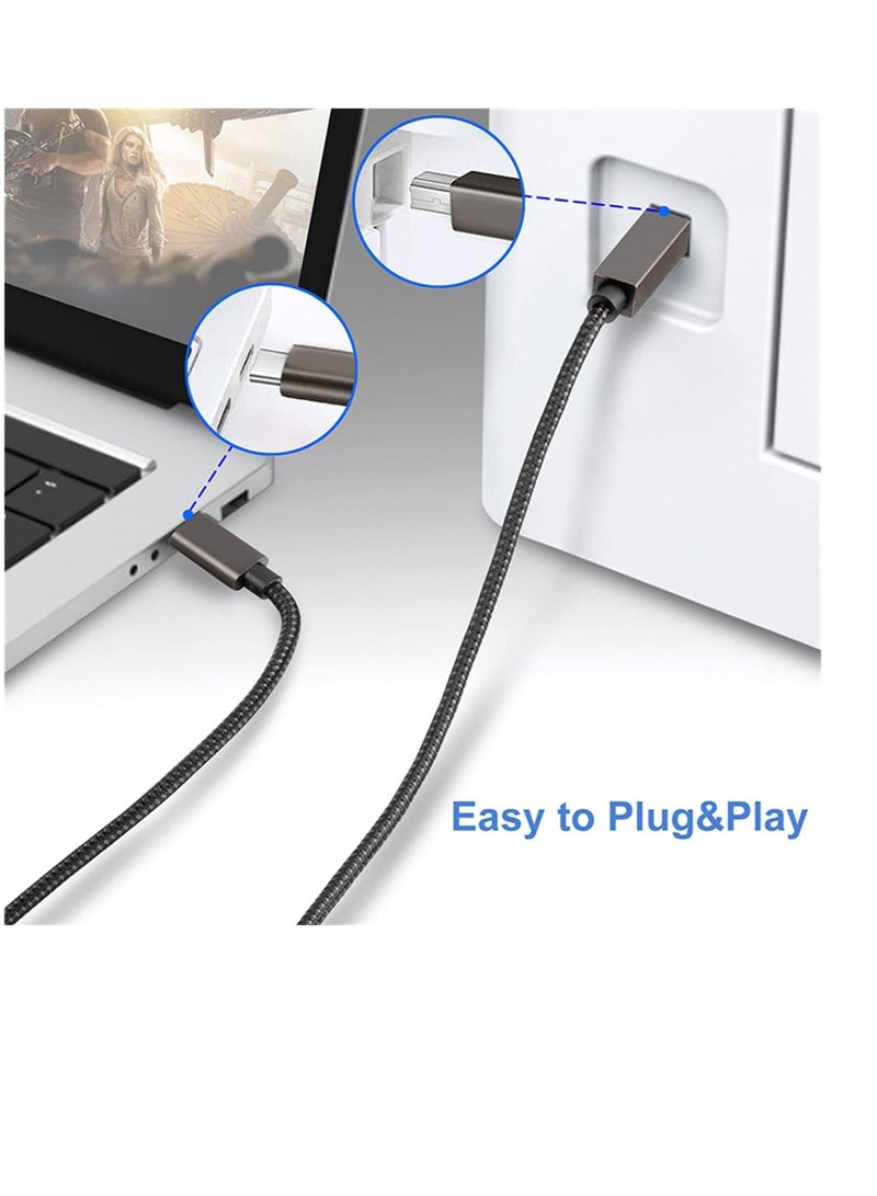 Excefore كابل طابعة USB B إلى USB C بطول 2 متر، كابل طابعة وماسح ضوئي KASTWAVE USB C إلى USB B 2.0 ذكر، كابل طابعة USB C، كابل طباعة حصري مناسب لأجهزة الكمبيوتر المحمولة وأجهزة الطباعة - Image 4