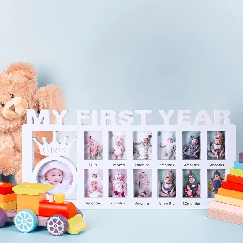 Tazweeq My First Year Newborn Keepsake Picture Frame - 12 Months Milestone Frame (White) - Image 5