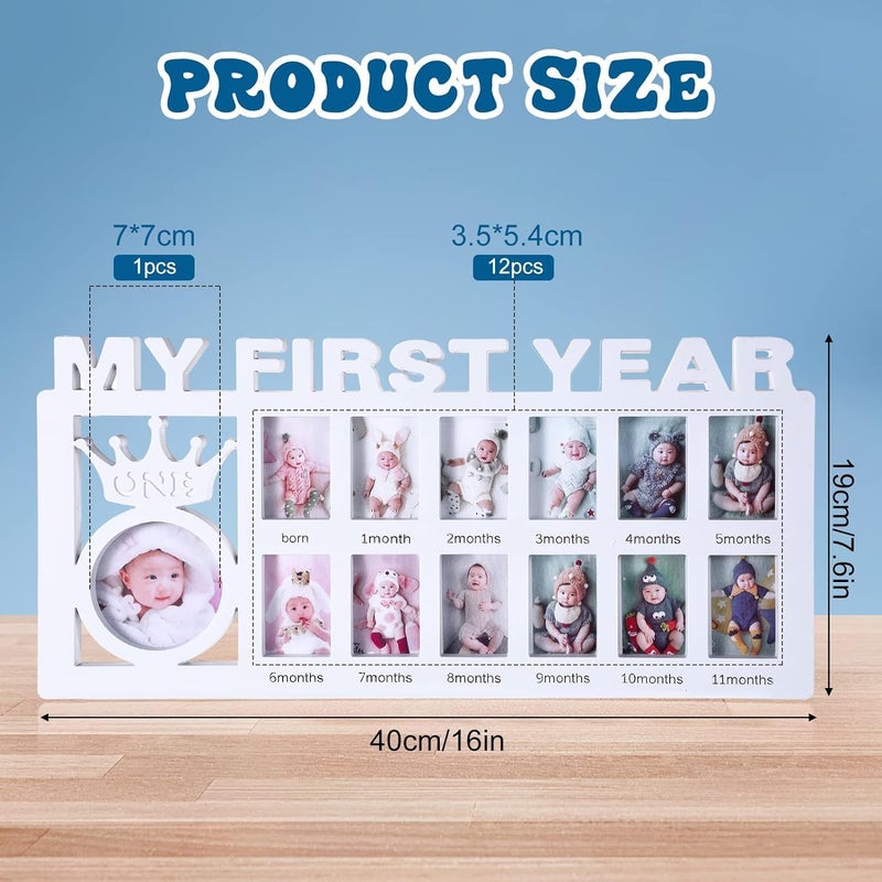 Tazweeq My First Year Newborn Keepsake Picture Frame - 12 Months Milestone Frame (White) - Image 2