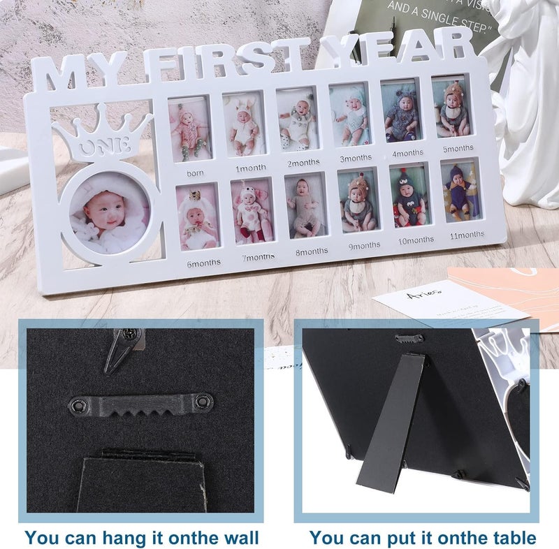 Tazweeq My First Year Newborn Keepsake Picture Frame - 12 Months Milestone Frame (White) - Image 3