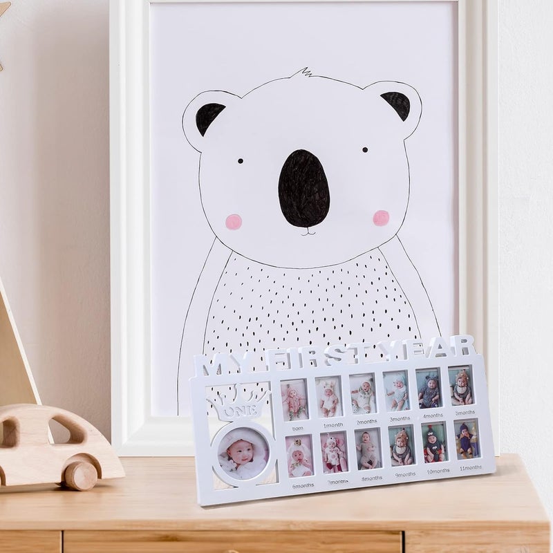 Tazweeq My First Year Newborn Keepsake Picture Frame - 12 Months Milestone Frame (White) - Image 4