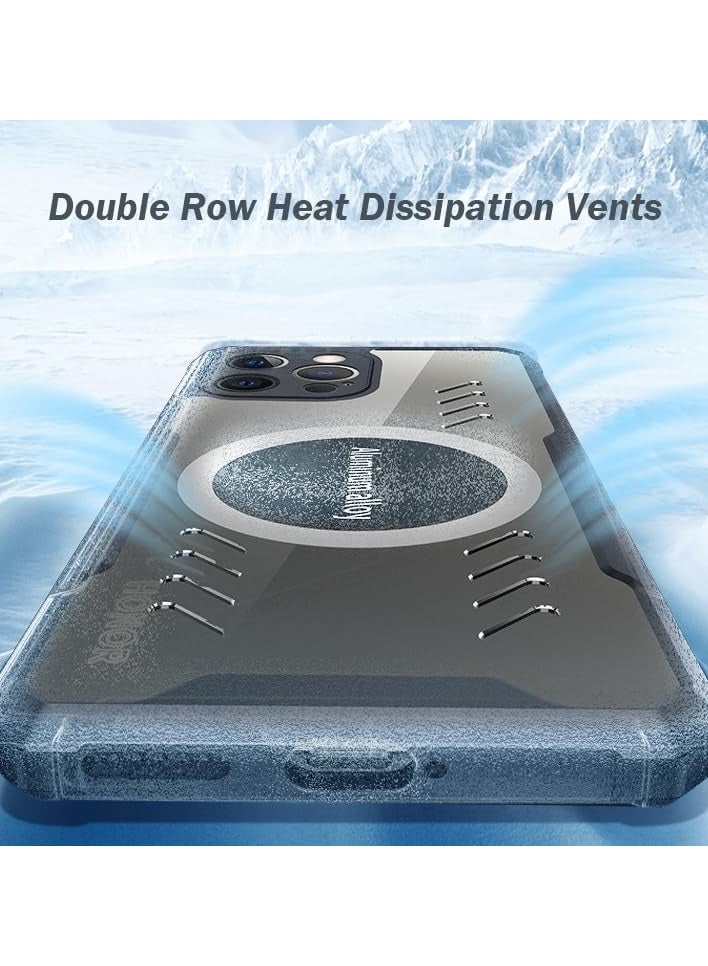 عام غطاء هاتف فائق النحافة لـ iPhone 15 Pro Max، غطاء حراري شفاف مع حامي للعدسة بالكامل، أسود - Image 2