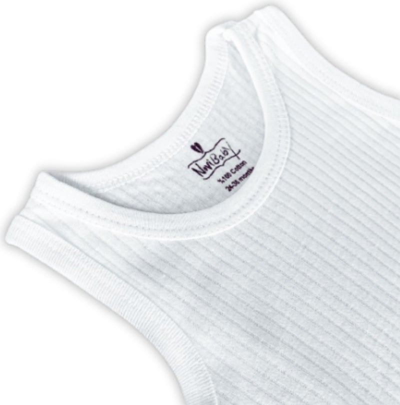Novibaby 5-Piece Ribana Baby Athlete Bodysuit with Report Snaps White 100% Cotton - Ribana Baby Body  - Image 3
