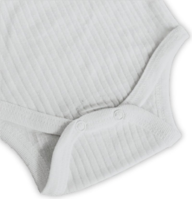 Novibaby 5-Piece Ribana Baby Athlete Bodysuit with Report Snaps White 100% Cotton - Ribana Baby Body  - Image 4