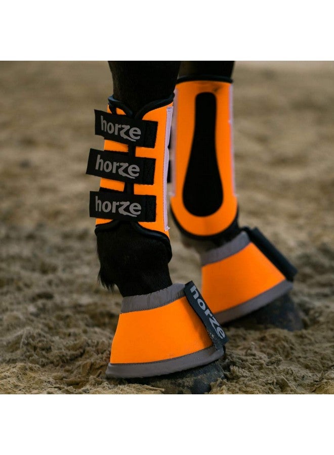 هورز حذاء حصان HORZE المصنوع من النيوبرين العاكس عالي الوضوح لركوب الخيل ليلاً - برتقالي - مقاس XL - Image 2