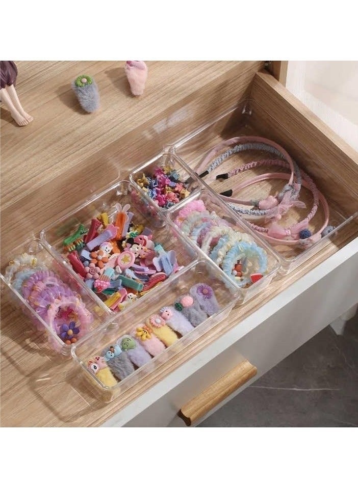 zoba A set of 8 clear plastic drawer organizers, multi-sized, for organizing drawers in the bathroom, makeup, jewelry, kitchen and office. - Image 5
