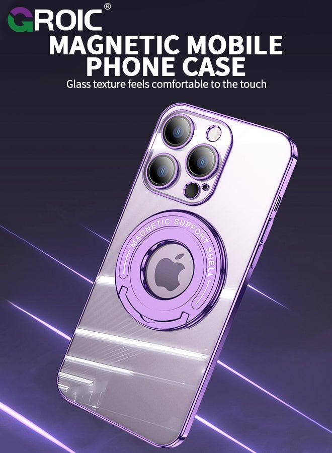 GROIC Case for iPhone 15 Pro Max 6.7 Inch Case with HD Tempered Glass Film, Invisibility Magnetic Ring Holder Kickstand, Ring Stand Magnetic Shockproof Phone Case for Phone Compatible with Magsafe  - Image 2