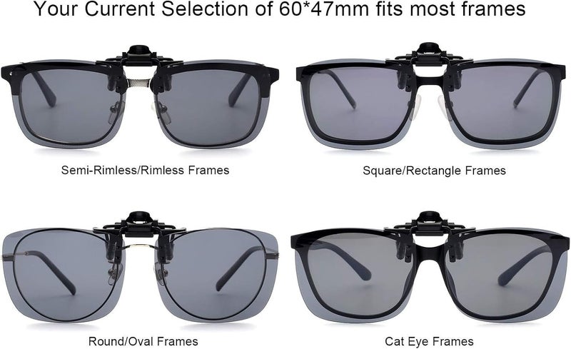 CAXMAN Polarized Clip-on Flip Up Metal Clip Rimless Sunglasses for Prescription Glasses - Image 5