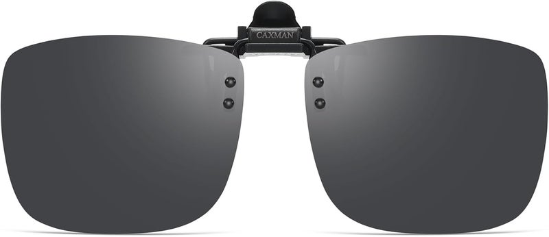 CAXMAN Polarized Clip-on Flip Up Metal Clip Rimless Sunglasses for Prescription Glasses - Image 1