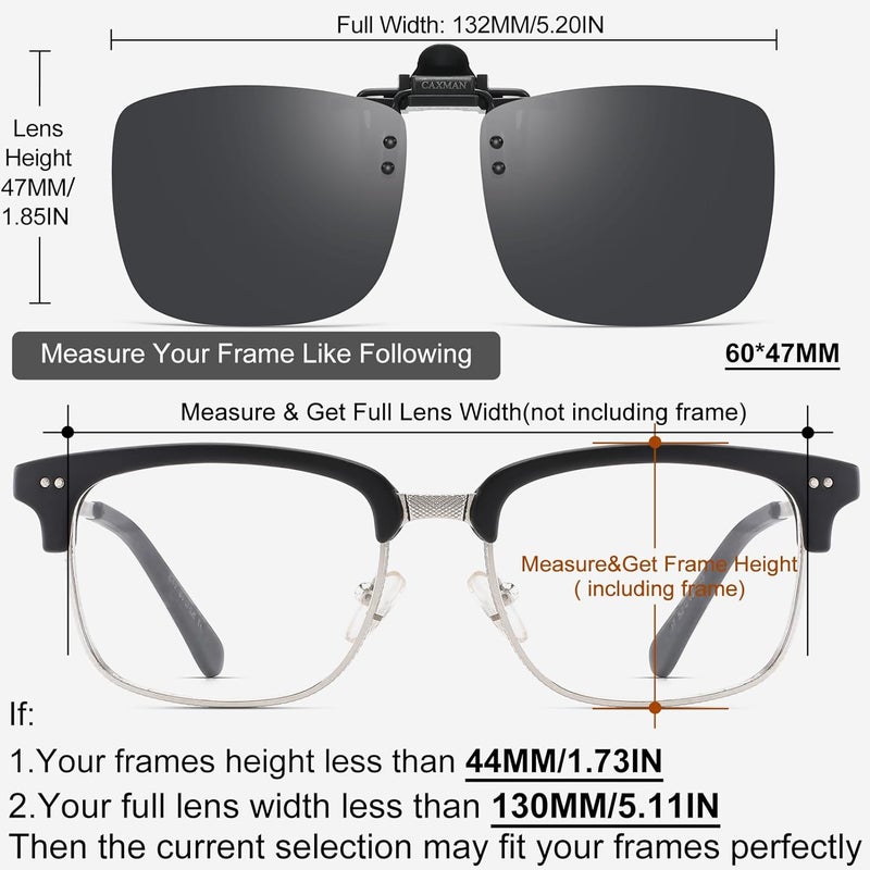 CAXMAN Polarized Clip-on Flip Up Metal Clip Rimless Sunglasses for Prescription Glasses - Image 4