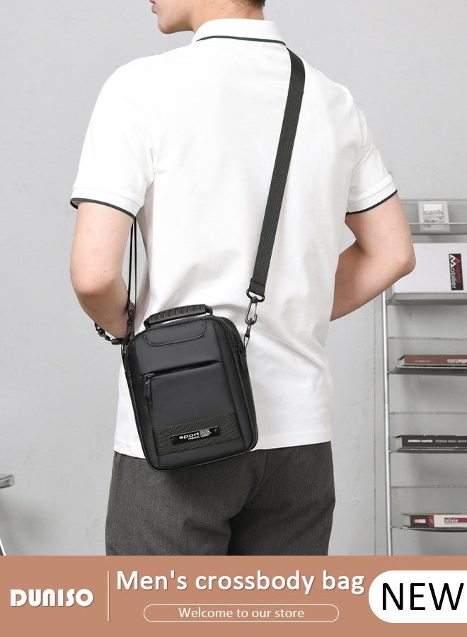 DUNISO Compact Crossbody Bag for Men Waterproof Handbag Multipurpose Shoulder Bag with Buckle Multi-pocket Everyday Carry Bag Sling Bag for Travel Work Sports with Multi Zipper Pockets  - Image 1