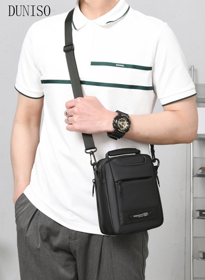 DUNISO Compact Crossbody Bag for Men Waterproof Handbag Multipurpose Shoulder Bag with Buckle Multi-pocket Everyday Carry Bag Sling Bag for Travel Work Sports with Multi Zipper Pockets  - Image 4