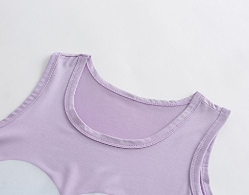 MyFav Big Kids Girls Sleeveless Sleepwear Hearts Shape Striped Pajama Nightgown (as1, age, 12_years, Purple) - Image 4